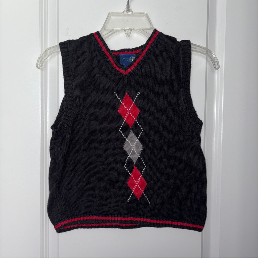 Boy’s J. Khaki Black Argyle Sweater Vest Size: 7
